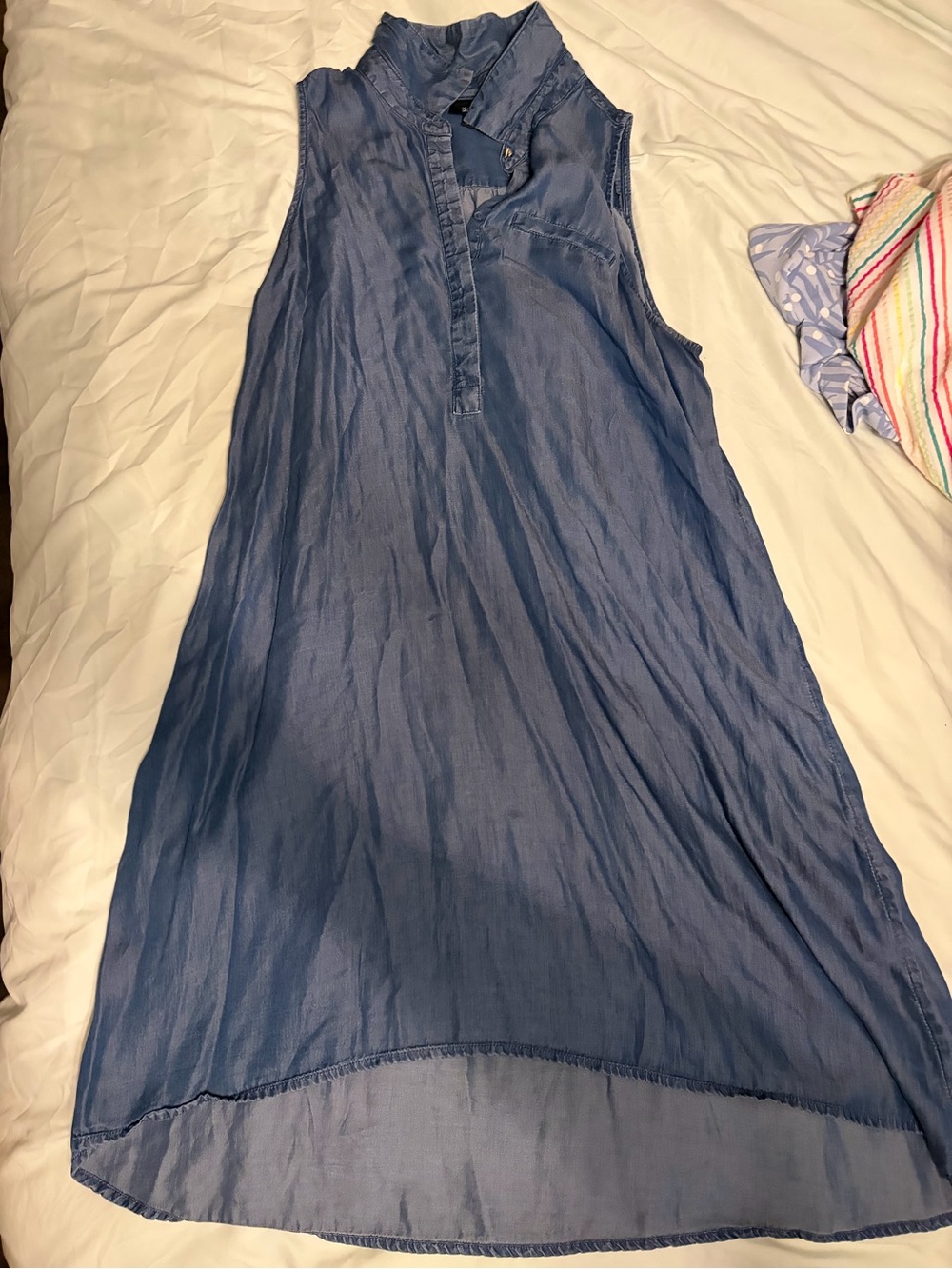 Sleeveless Chambray Dress - Blue